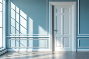 Poster - Classic interior design with sunlight illuminating empty room