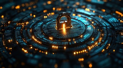 Poster - digital lock on a circuit board background