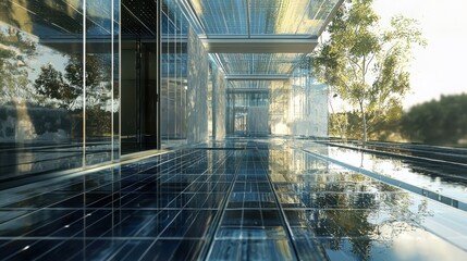Poster - Innovative clean technologyprofessional transparent solar panel network for sustainable architecture