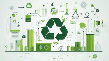 Poster - Recycling process infographic circular economy clean lines muted colors visual guide sustainable practices