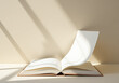 © Galeno - soft natural light illuminates minimalist book blank pages evoking possibility new beginnings serene neutral beige