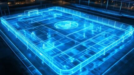 Poster -  A holographic sports arena where players compete in a virtual game 