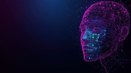 Poster - Futuristic digital head with network connections 
