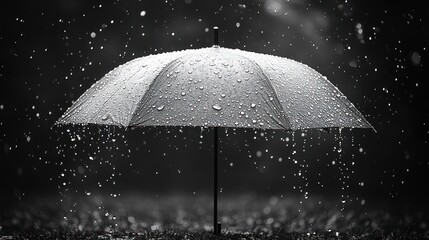 Poster - A solitary umbrella in the rain, capturing tranquility 