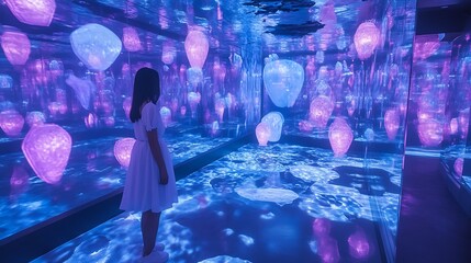 Poster -  A room filled with holographic memories, each scene floating in the air