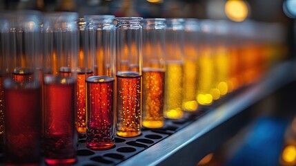 Poster - Colorful test tubes filled with liquids in laboratory