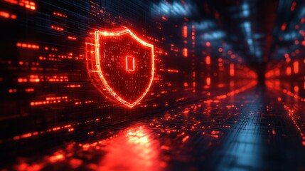 Poster - Futuristic digital shield symbolizing cybersecurity