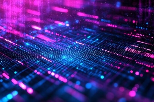 Colorful digital data stream with vibrant neon patterns. Generative AI