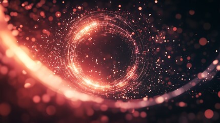 Poster - A floating holographic logo with vibrant neon accents, glowing in a dark, high-tech environment