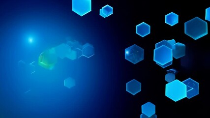 Poster - A dynamic and visually striking blue hexagonal pattern featuring glowing elements ideal for tech and digital designs