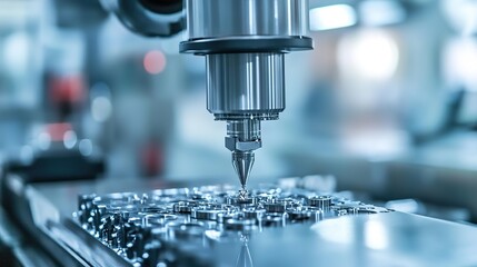 Poster - A state-of-the-art precision machine creating finely detailed components in a factory.