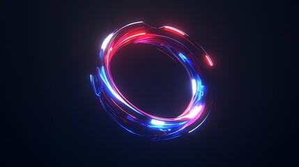 Poster -  A rotating holographic logo with smooth gradients, glowing softly in a dark, high-tech setting