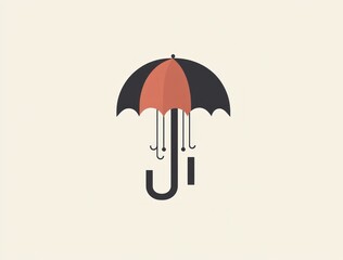 Poster - Abstract umbrella illustration with letter J and data cables.