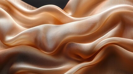 Poster - Luxurious mocha-toned fabric flows gracefully, showcasing intricate patterns and the interplay of light and shadow in an artistic display