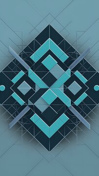 Geometric logo design, icon, emblem, corporate style. Abstract composition of geometric shapes. Geo neo art poster, print. Vector illustration graphic design