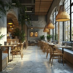 Aufkleber - Cafe or restaurant interior design and 3d rendering