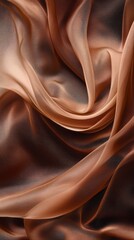 Poster - Soft mocha-colored fabric cascades gracefully, showcasing intricate textures and a blend of warm hues that evoke a sense of calm