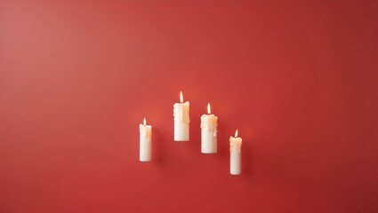 Wall Mural - Floating candles on a plain red background