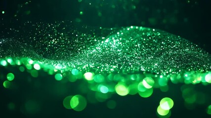Poster - Dazzling patterns of emerald glimmers swirling in a dark cosmic dance showcase the beauty of light and motion. Generative AI