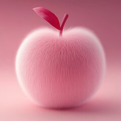 Wall Mural - A fuzzy apple, plush style, fluffy plush, 3D, simple, clean background