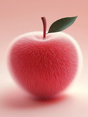 Wall Mural - A fuzzy apple, plush style, fluffy plush, 3D, simple, clean background