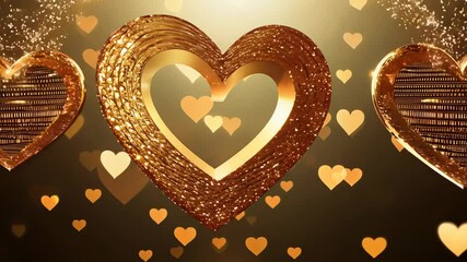 Poster - Golden hearts sparkle and shine in a heartwarming celebration of love and joy. Generative AI