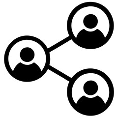 Poster - Business community connection icon, communication and information sharing, minimalistic design, black and white colors