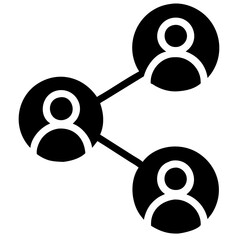 Poster - Business networking icon, communication and information sharing, minimalistic design, black and white colors