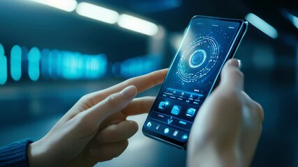 Poster - Exploring Futuristic Technology With a Sleek Smartphone Interface in a Modern Environment