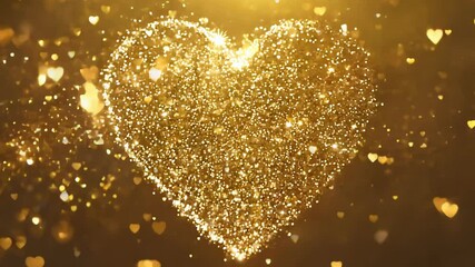 Poster - Sparkling golden heart illuminates a magical moment of joy and celebration during a festive event in a vibrant atmosphere. Generative AI