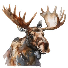 A watercolor vector of a Moose, isolated on a white background. Moose vector.