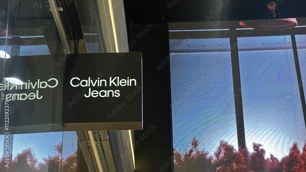Exterior of Calvin Klein fashion clothing store shop showing company ...