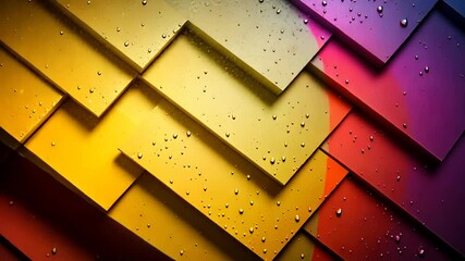 Poster - Captivating colors and textures come alive in a vibrant display of water droplets on layered surfaces. Generative AI