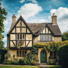 Wall Mural - Charming Tudor house exterior from the 1800s with rustic details