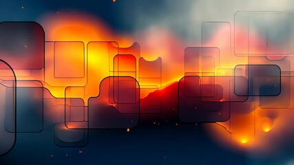 Poster - Vibrant colors collide in an abstract display of fiery hues and geometric shapes reflecting energy and transformation. Generative AI