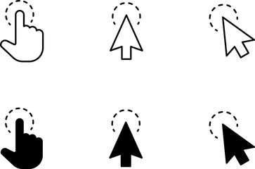 Fototapete - Mouse click cursor and loading icon for web computer mobile app or ui design. Mouse pointer black and white vector illustration.