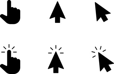 Fototapete - Mouse click cursor and loading icon for web computer mobile app or ui design. Mouse pointer black and white vector illustration.