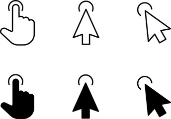 Fototapete - Mouse click cursor and loading icon for web computer mobile app or ui design. Mouse pointer black and white vector illustration.