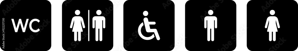 Washroom signs. Printable sticker of toilet symbol sign with woman wc ...