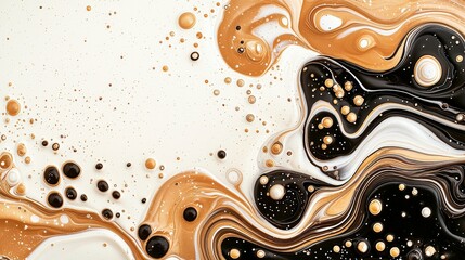 Poster - Abstract swirl design featuring gold, black, and white colors, creating a captivating artistic background perfect for modern artwork and branding.