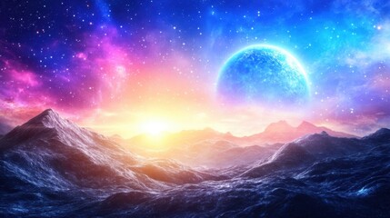 Poster - Exploring the Vast Beauty of Space With an Astronaut Marveling at Distant Celestial Wonders