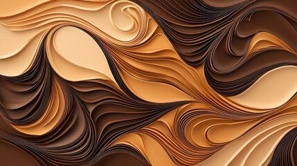 Poster - An abstract composition featuring swirling waves of brown and mocha mousse earthy tones, creating a dynamic visual effect perfect for modern design applications.