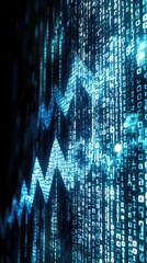 Poster - Growth and Progress Represented by Upward Arrows Amidst Blue Binary Code in a Digital Realm
