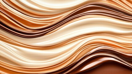 Poster - An abstract wave pattern featuring rich shades of brown and mocha mousse earthy tones, creating a fluid, dynamic visual ideal for backgrounds or artistic projects.