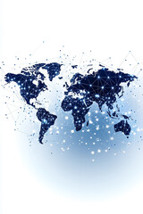Poster - A minimalist world map with dots and lines highlights global connections and networks