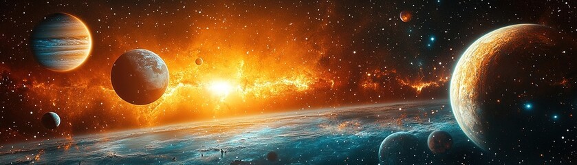 Wall Mural - celestial event explores cosmic wonders outer space digital art vivid atmosphere wide-angle view ast
