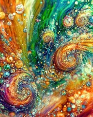Poster - Vibrant Kaleidoscope of Thoughts Bursting in Swirling Colors and Patterns in a Mind's Landscape