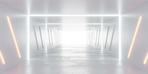 Poster - Futuristic Minimalistic Corridor with Bright Lighting