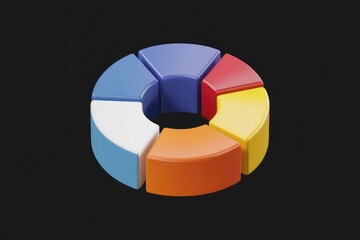 Aufkleber - A 3D circular chart divided into six colorful segments, representing data visualization.
