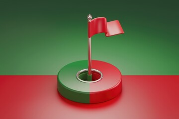 Aufkleber - A red flag on a green and red circular base symbolizes achievement, success, or a milestone.